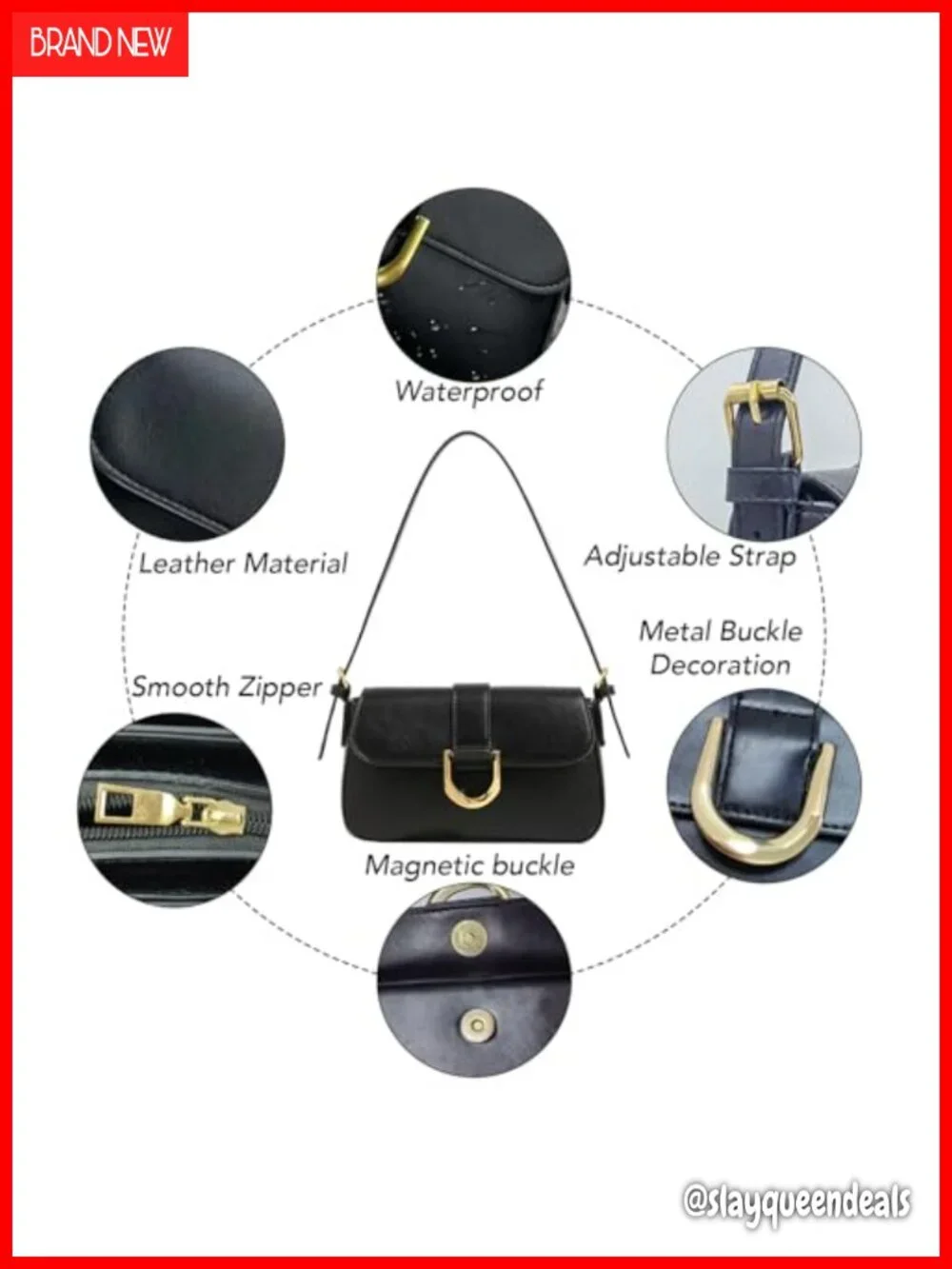 PU Leather Small Hobo Shoulder Bag Women Vintage Handbag Adjustable Straps